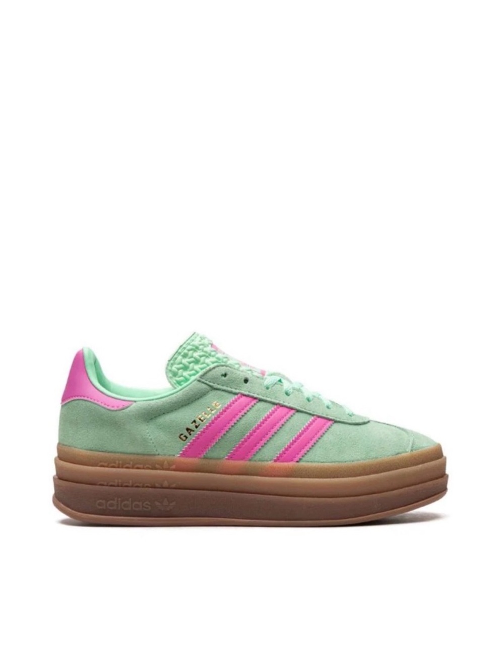 adidas Gazelle Platform Sneakers in Mint Green & Pink with Gum Sole